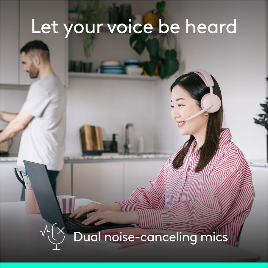 Alternate-Image3 Image for Logitech Zone Wireless 2 ES - Noise-Canceling Wireless Headset with Adaptive Hybrid ANC, Bluetooth, Rose