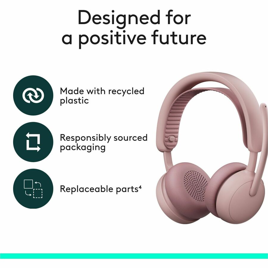 Alternate-Image9 Image for Logitech Zone Wireless 2 ES - Noise-Canceling Wireless Headset with Adaptive Hybrid ANC, Bluetooth, Rose