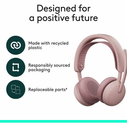 Alternate-Image9 Image for Logitech Zone Wireless 2 ES - Noise-Canceling Wireless Headset with Adaptive Hybrid ANC, Bluetooth, Rose