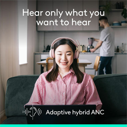 Alternate-Image1 Image for Logitech Zone Wireless 2 ES - Noise-Canceling Wireless Headset with Adaptive Hybrid ANC, Bluetooth, Rose