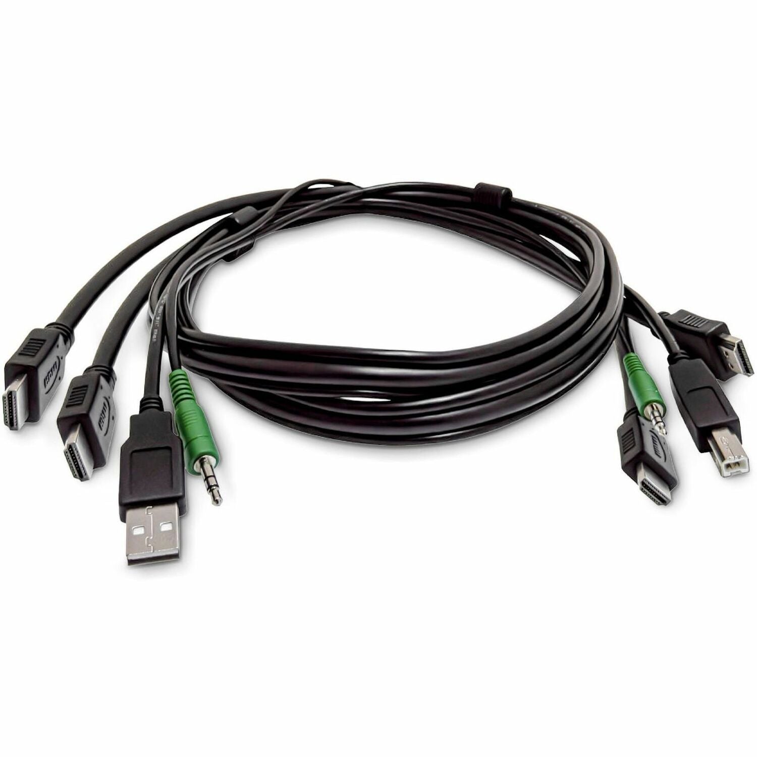 Main Image for StarTech 10ft (3m) Dual-HDMI KVM Cable, USB 2.0, 3.5mm Audio, Universally Compatible Combo Cable for KVM Switches, TAA