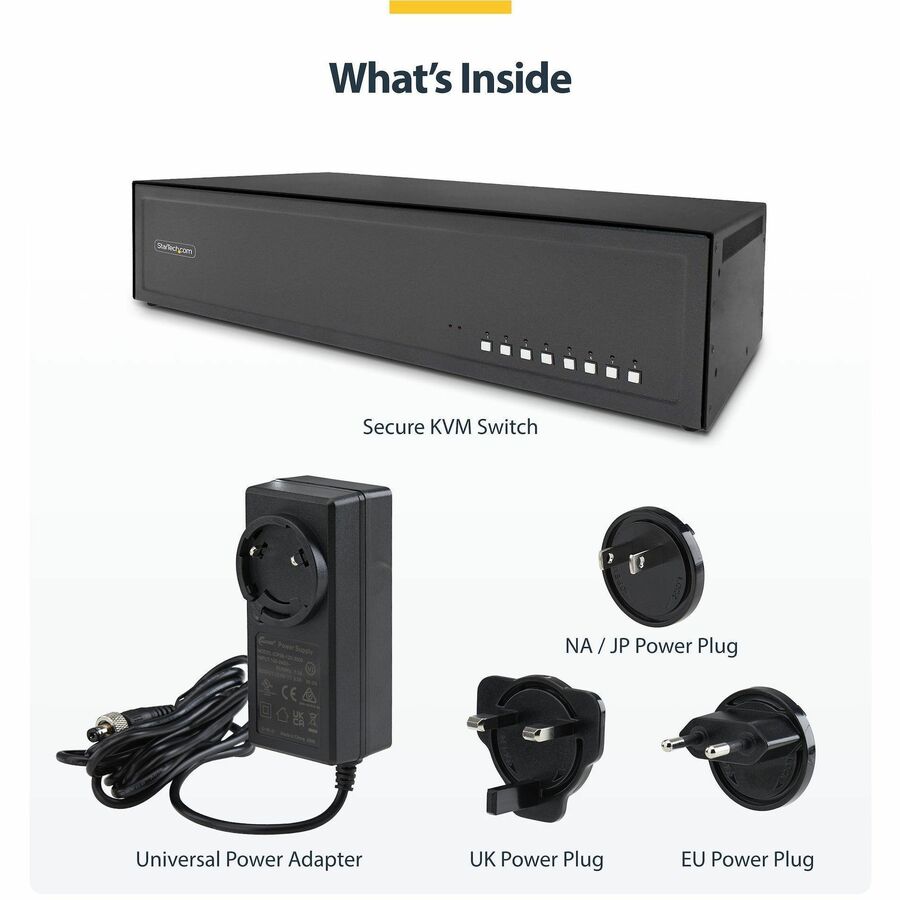 Alternate-Image6 Image for StarTech Secure 8-Port Dual-Monitor KVM Switch, DisplayPort, 4K 30Hz, NIAP 4.0, CAC, Made in the USA