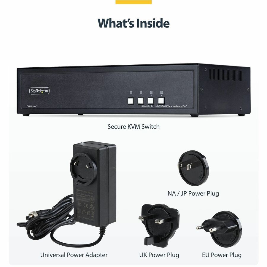 Alternate-Image6 Image for StarTech Secure 4-Port Dual-Monitor KVM Switch, HDMI or DisplayPort, 4K 60Hz, NIAP 4.0, CAC, Made in the USA