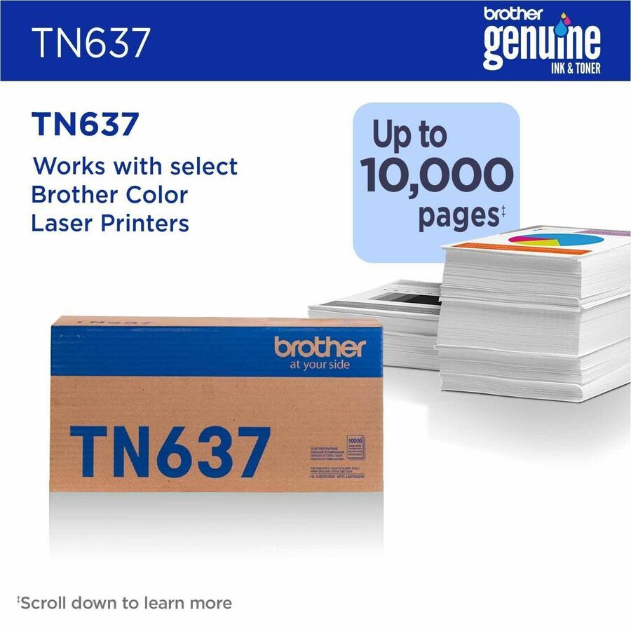 Alternate-Image1 Image for Brother TN637C Original Ultra High Yield Laser Toner Cartridge - Cyan Pack