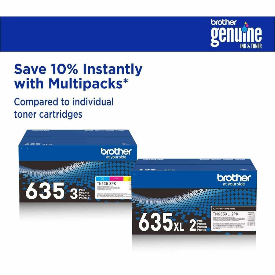 Alternate-Image5 Image for Brother TN635 Original Standard Yield Laser Toner Cartridge - Cyan, Magenta, Yellow - 3 / Pack