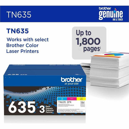Alternate-Image4 Image for Brother TN635 Original Standard Yield Laser Toner Cartridge - Cyan, Magenta, Yellow - 3 / Pack