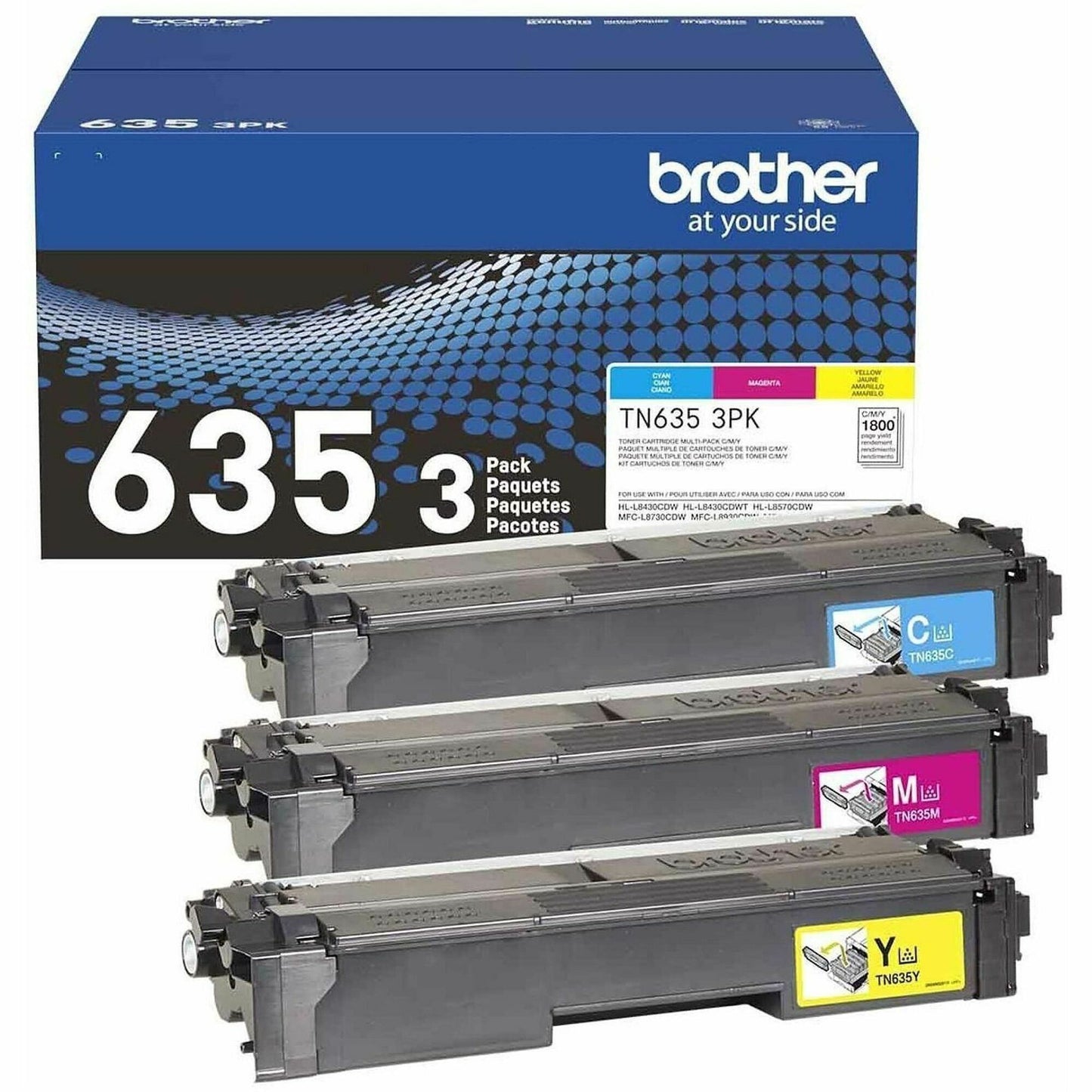 Main Image for Brother TN635 Original Standard Yield Laser Toner Cartridge - Cyan, Magenta, Yellow - 3 / Pack