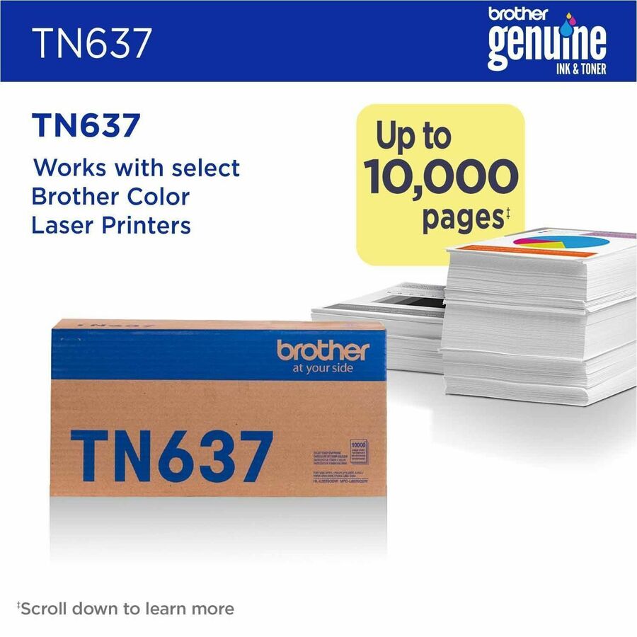 Alternate-Image1 Image for Brother TN637Y Original Ultra High Yield Laser Toner Cartridge - Yellow Pack
