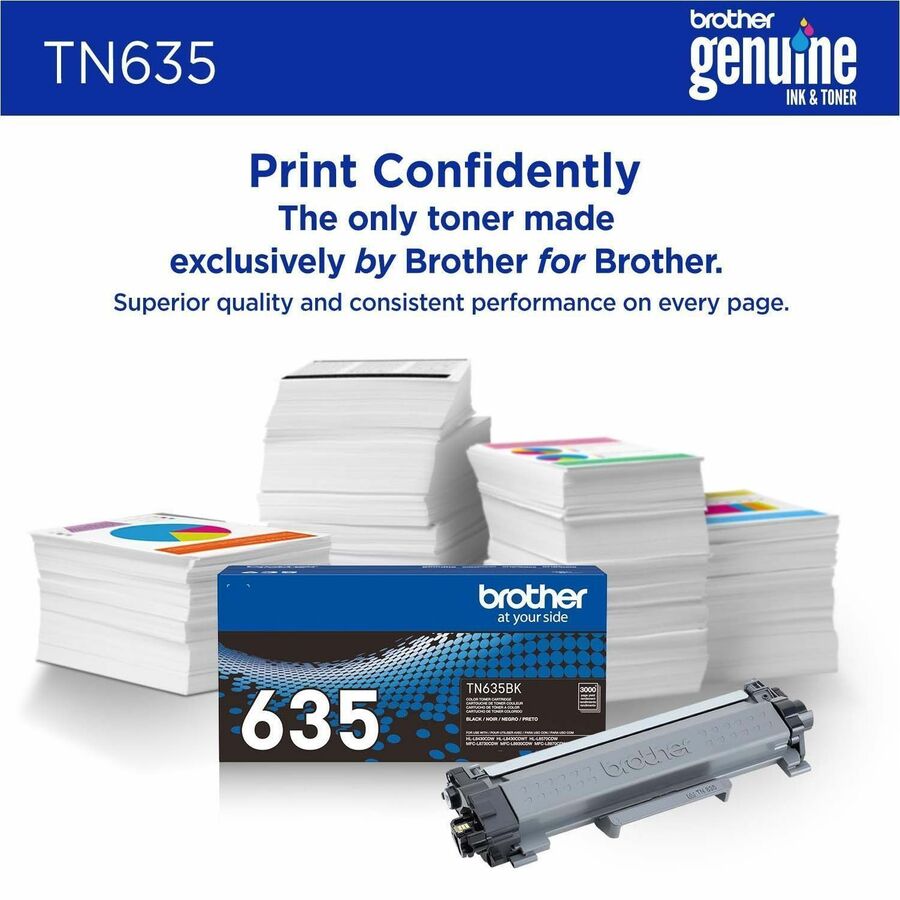 Alternate-Image2 Image for Brother TN635BK Original Standard Yield Laser Toner Cartridge - Black - 1 Each