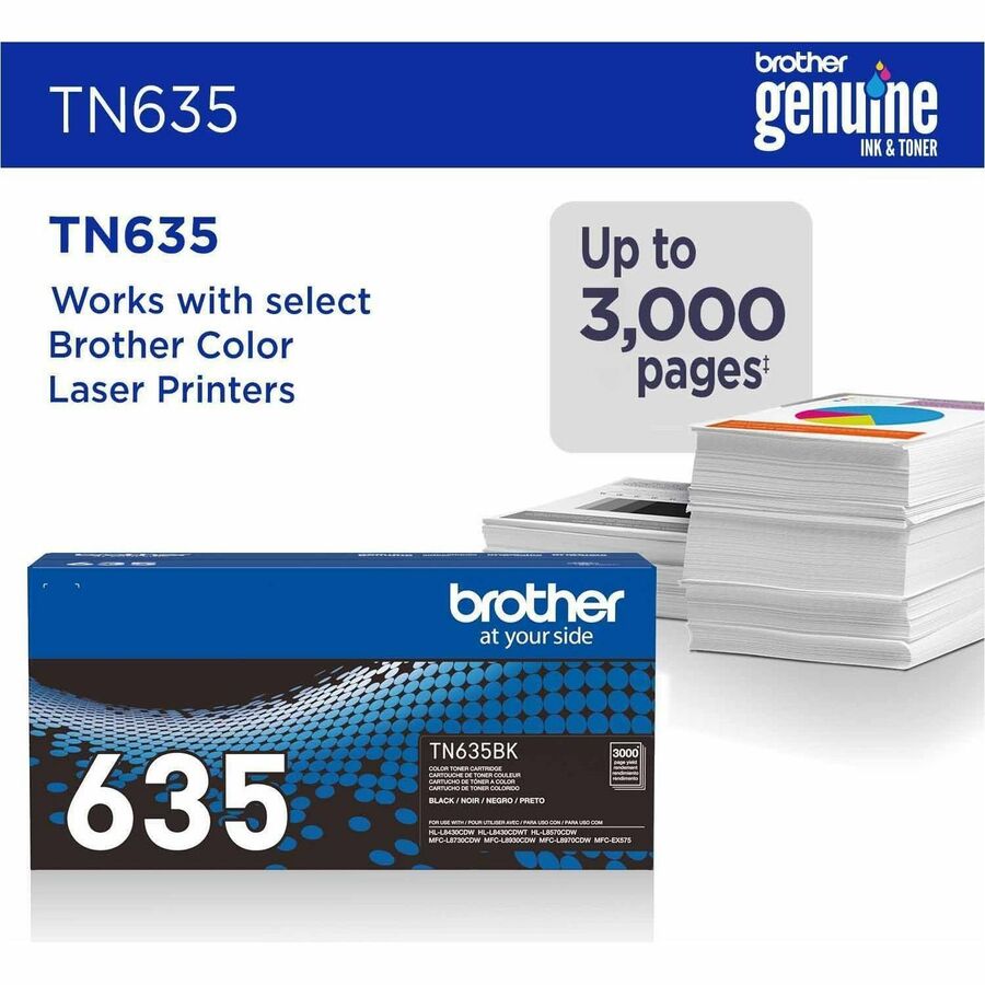 Alternate-Image1 Image for Brother TN635BK Original Standard Yield Laser Toner Cartridge - Black - 1 Each