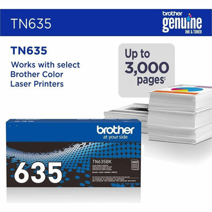 Alternate-Image1 Image for Brother TN635BK Original Standard Yield Laser Toner Cartridge - Black - 1 Each