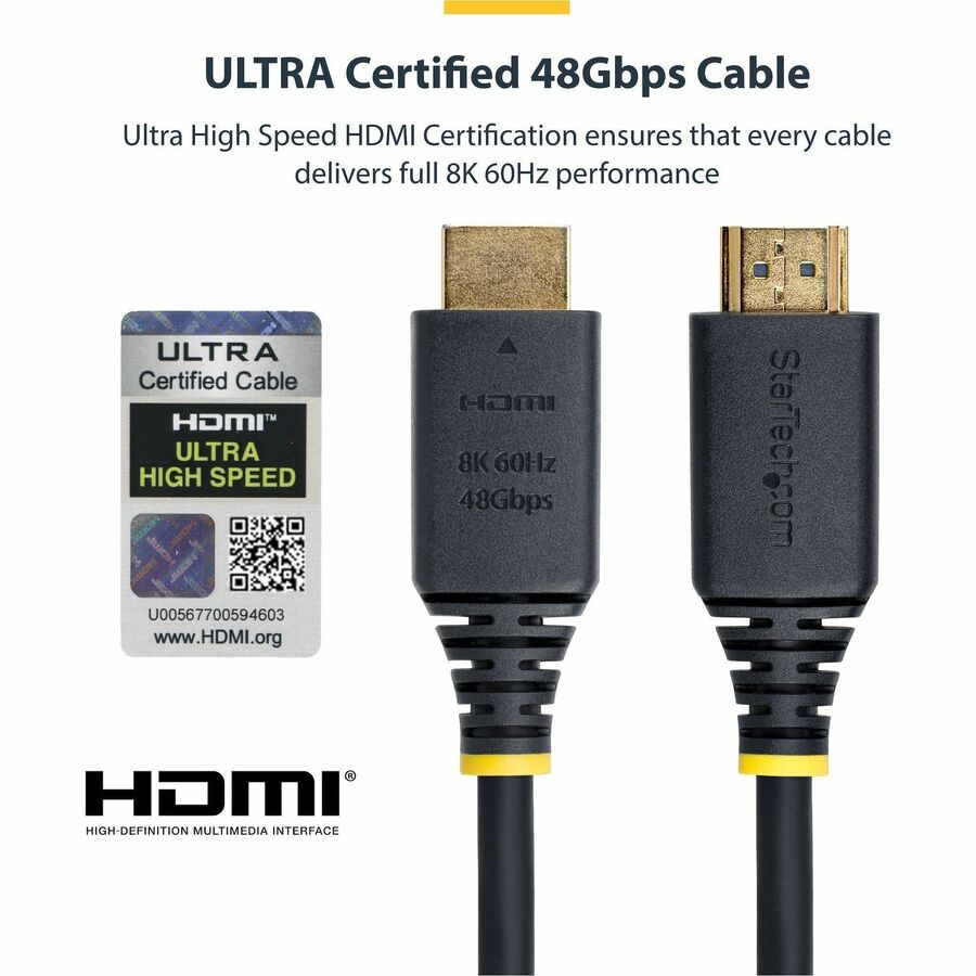 Alternate-Image5 Image for StarTech.com 6ft (1.8m) Certified Ultra High Speed HDMI Cable, 8K 60Hz/4K 120Hz, HDMI 2.1 Cable with HDR10+ / eARC, 48Gbps, 8K HDMI Cord