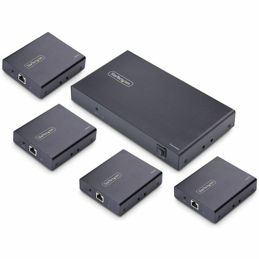 Main Image for StarTech 4-Port HDMI Extender and Splitter Over CAT6, 4K 60Hz, Up to 230ft (70m), 1x4 HDMI over Ethernet Distribution Kit, 1 In 4 Out