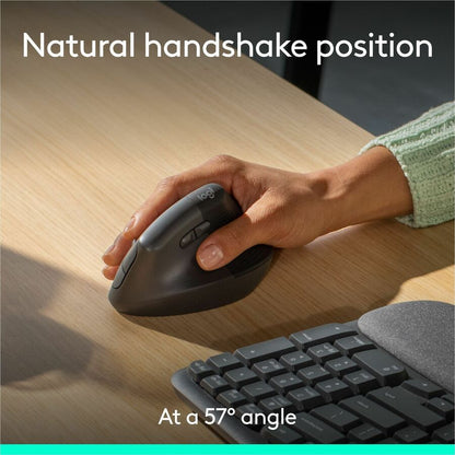 Alternate-Image4 Image for Logitech Wave Keys & Lift Vertical Mouse - Ergonomic Wireless Keyboard and Mouse Combo - with Cushioned Palm Rest (Graphite)