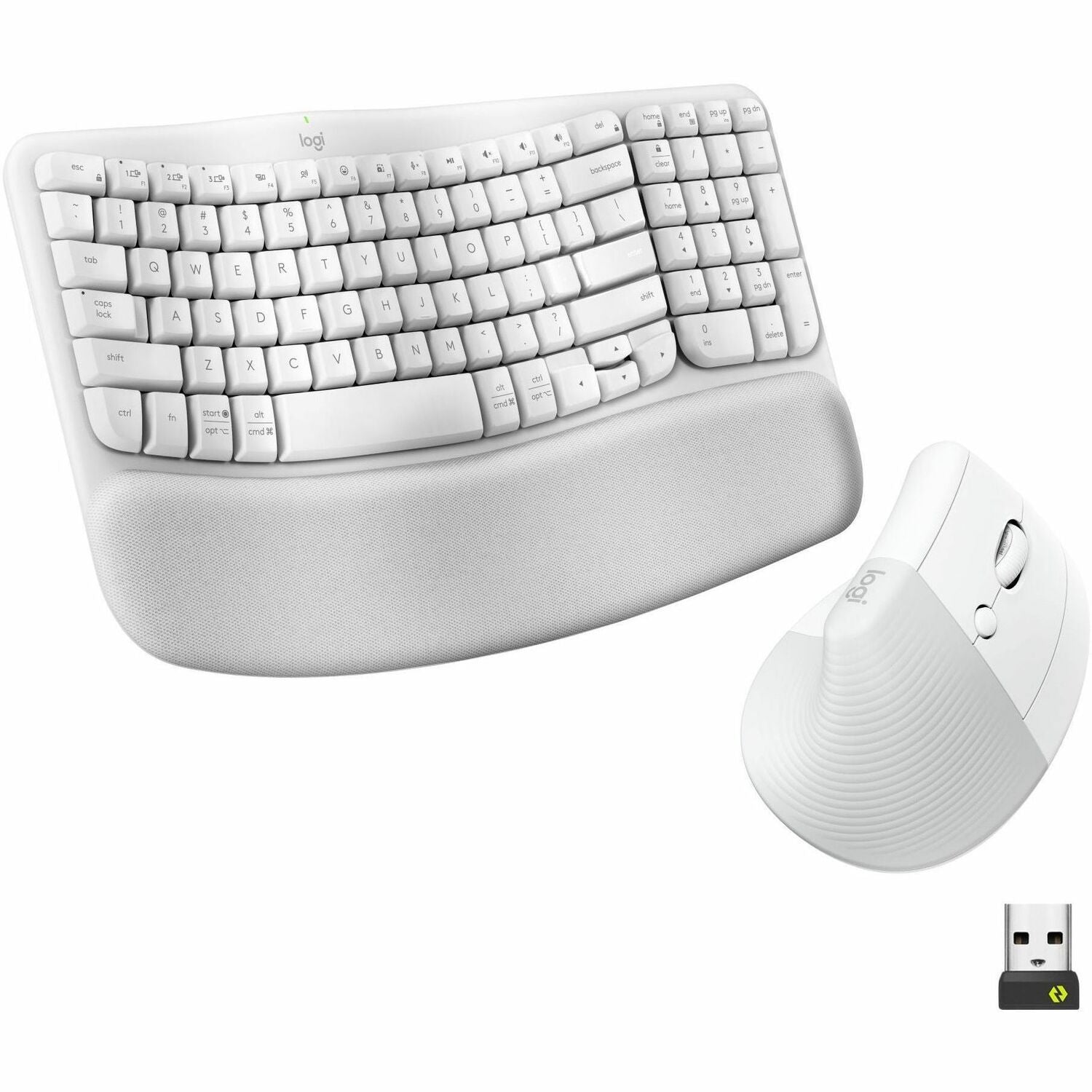 Main Image for Logitech Wave Keys & Lift Vertical Mouse - Ergonomic Wireless Keyboard and Mouse Combo - with Cushioned Palm Rest (Off-white)