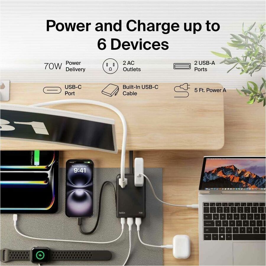 Alternate-Image5 Image for Belkin 2-Outlet Charging Station with USB Ports and USB-C Cable 70W