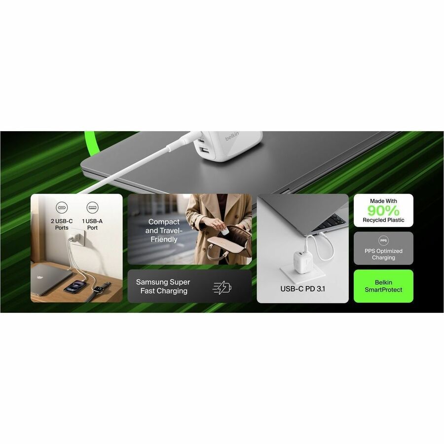 Alternate-Image7 Image for Belkin BoostCharge Pro 3-Port GaN Wall Charger 70W