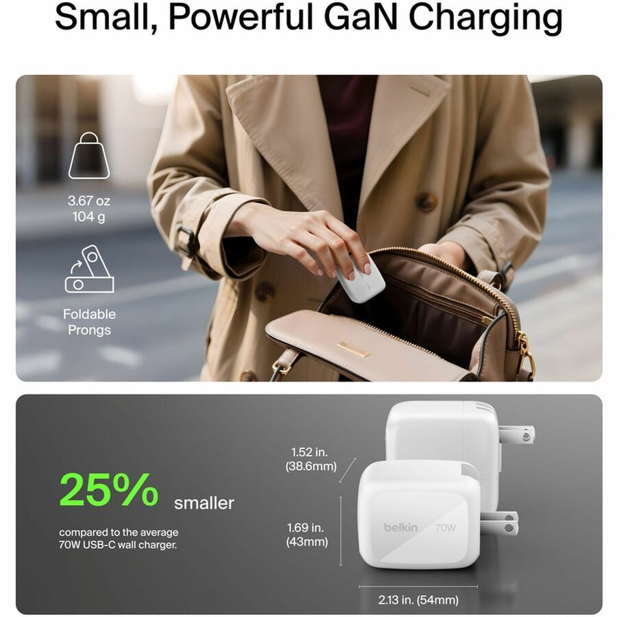 Alternate-Image3 Image for Belkin BoostCharge Pro 3-Port GaN Wall Charger 70W