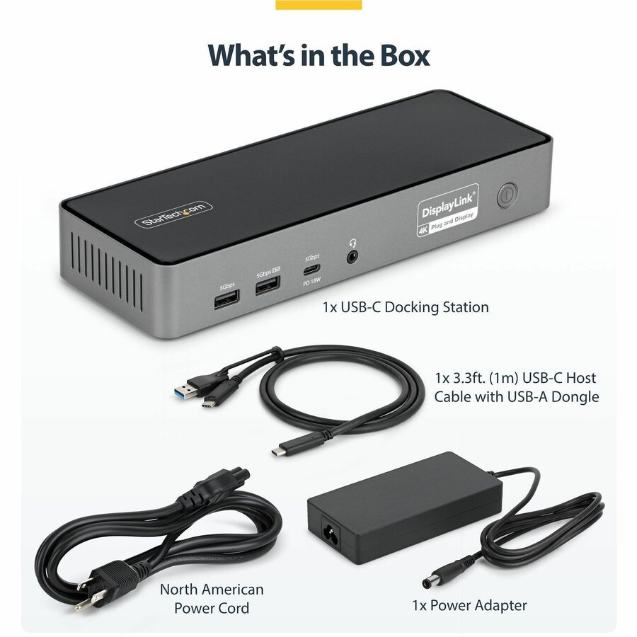Alternate-Image6 Image for StarTech.com Triple-Monitor USB-C Docking Station, 140W Laptop Charging Dock for MacBook Pro and Windows, 4K 60Hz, TAA