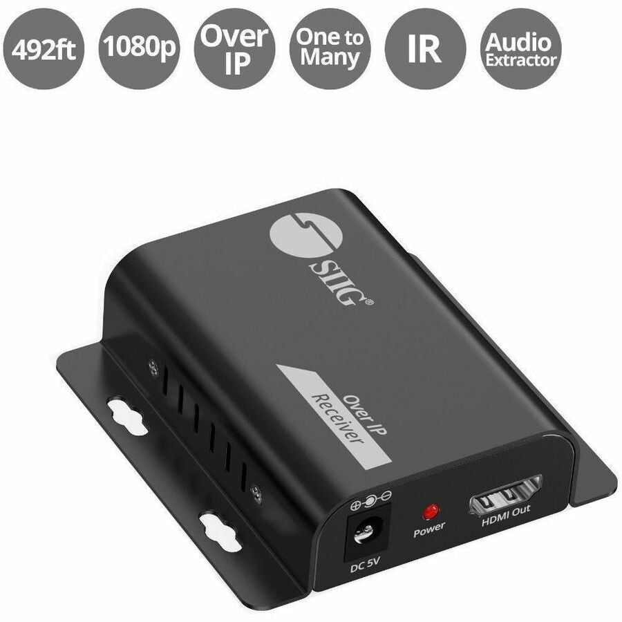 Alternate-Image1 Image for SIIG HDMI Over IP Extender with IR - 492ft (150m) - Receiver - 1080p- IR - One-to-Many