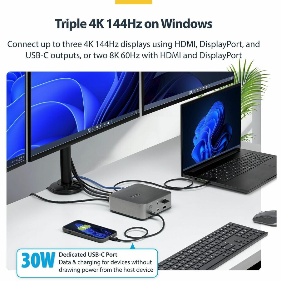 Alternate-Image4 Image for StarTech Thunderbolt 5 Universal Docking Station, Multi-Display Hub, 8K 60Hz / 4K 144Hz, 120Gbps Bandwidth Boost, 140W PD, USB 10Gbps