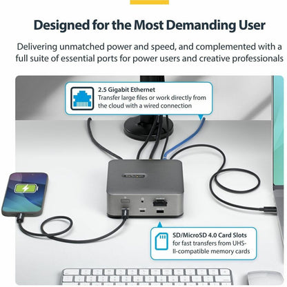 Alternate-Image5 Image for StarTech Thunderbolt 5 Universal Docking Station, Multi-Display Hub, 8K 60Hz / 4K 144Hz, 120Gbps Bandwidth Boost, 140W PD, USB 10Gbps