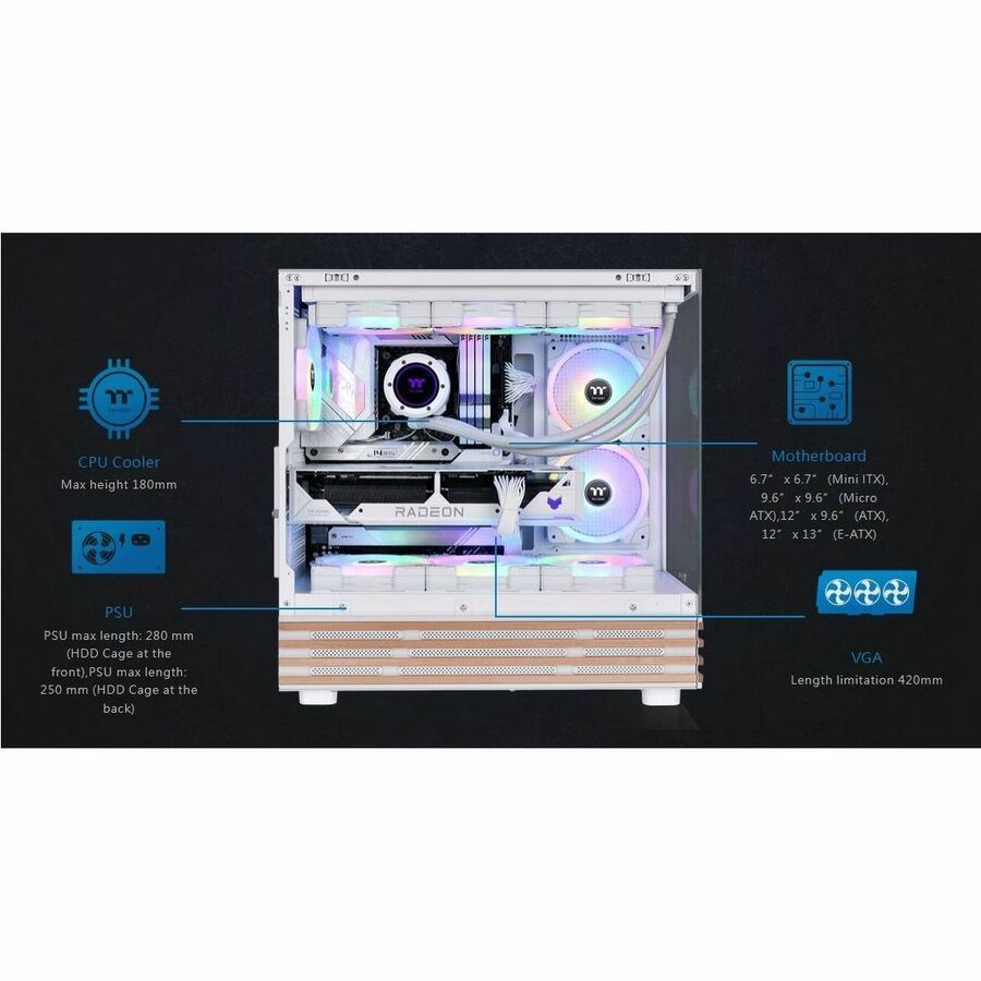 Alternate-Image8 Image for Thermaltake View 270 Plus WS ARGB Snow Mid Tower Chassis