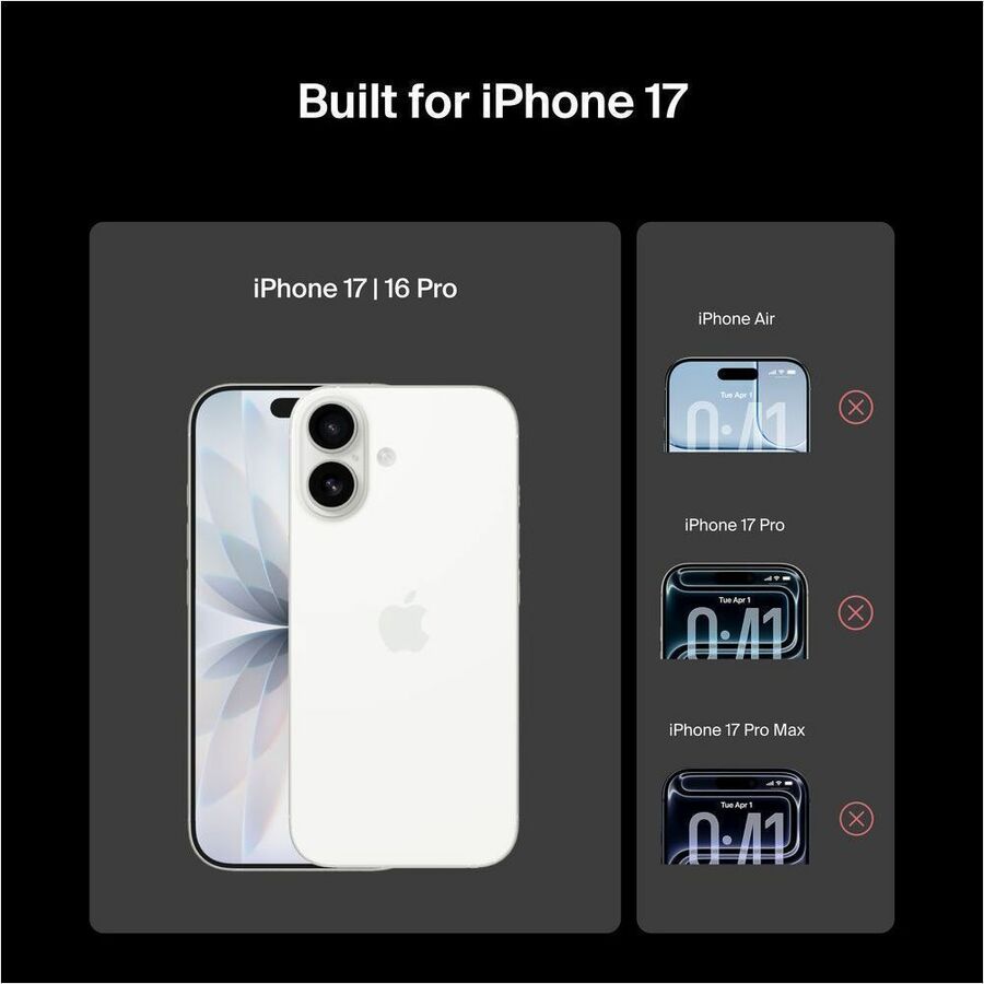Alternate-Image1 Image for Belkin InvisiGlass Privacy Filter Screen Protector for iPhone 17 / iPhone 16 Pro, Gen 2 Black, Transparent
