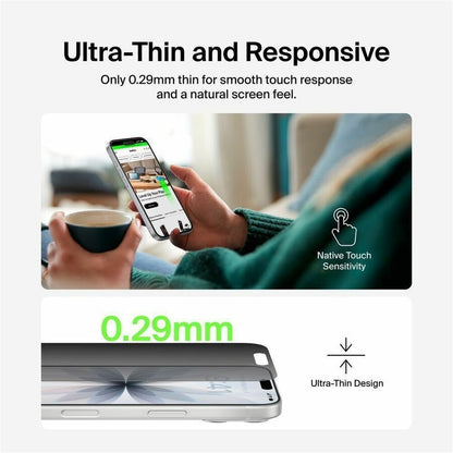 Alternate-Image5 Image for Belkin InvisiGlass Privacy Filter Screen Protector for iPhone 17 / iPhone 16 Pro, Gen 2 Black, Transparent
