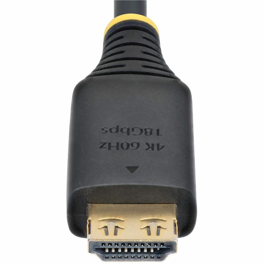 Alternate-Image4 Image for StarTech 30cm (1ft) High Speed HDMI Cable with Gripping Connectors, 4K 60Hz/1440p 144Hz, 18Gbps, UHD HDMI Cord, TPE Jacket
