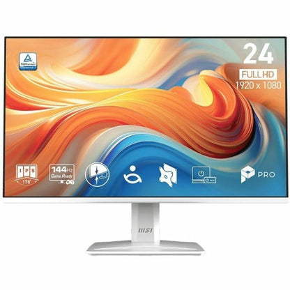 Front Image for MSI PRO MP243W E14 - PRO MP243WE14 - Business Productivity Monitor White - 23.8" IPS FHD 144Hz Adaptive-Sync Display - HDMI - VGA