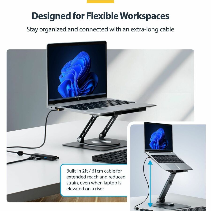 Alternate-Image4 Image for StarTech.com 4-Port USB-A Hub, 5Gbps, Bus Powered, USB-A to 4x USB-A Mini Hub, Extra Long 2ft/61cm Host Cable, 70% PCR Plastic Housing