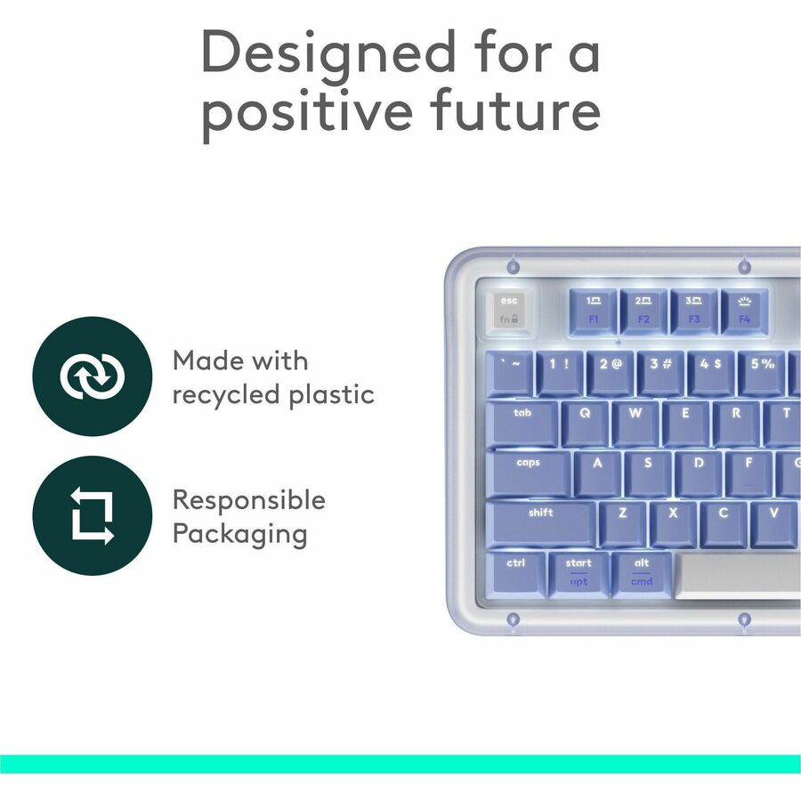 Alternate-Image5 Image for Logitech Alto Keys K98M Wireless Mechanical Keyboard, Customizable Keyboard with Vibration Absorbing Gasket, Backlit Keys, Lilac