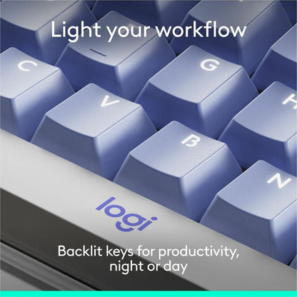Alternate-Image3 Image for Logitech Alto Keys K98M Wireless Mechanical Keyboard, Customizable Keyboard with Vibration Absorbing Gasket, Backlit Keys, Lilac