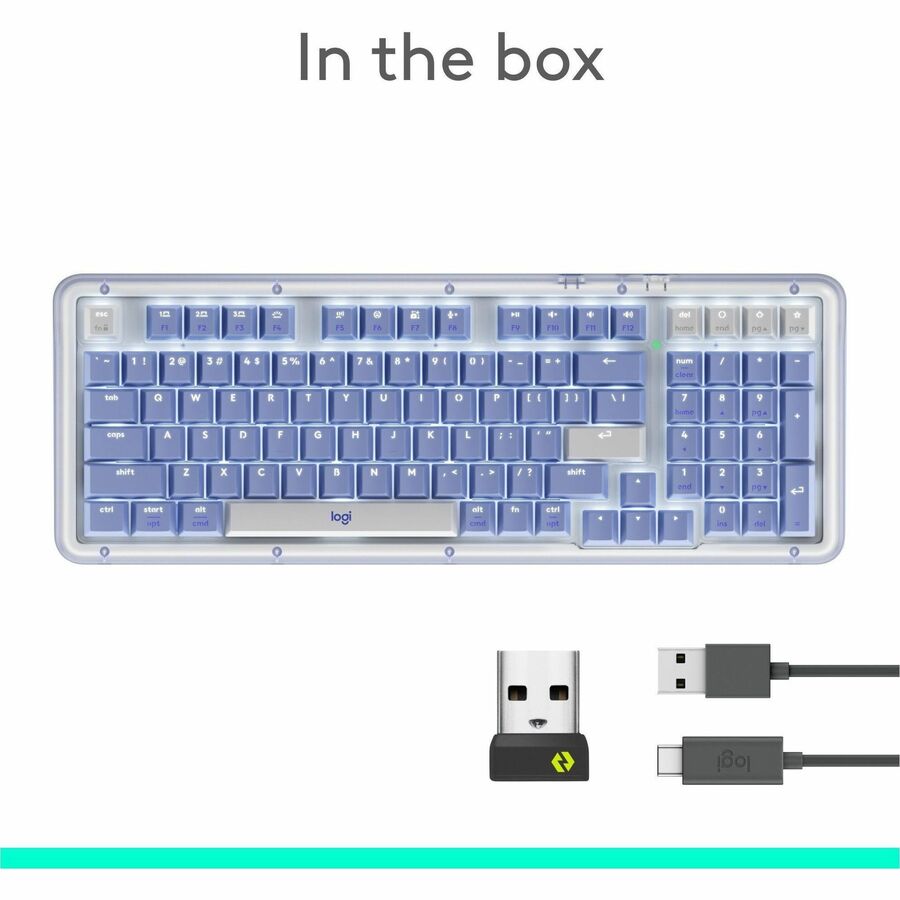 Alternate-Image6 Image for Logitech Alto Keys K98M Wireless Mechanical Keyboard, Customizable Keyboard with Vibration Absorbing Gasket, Backlit Keys, Lilac