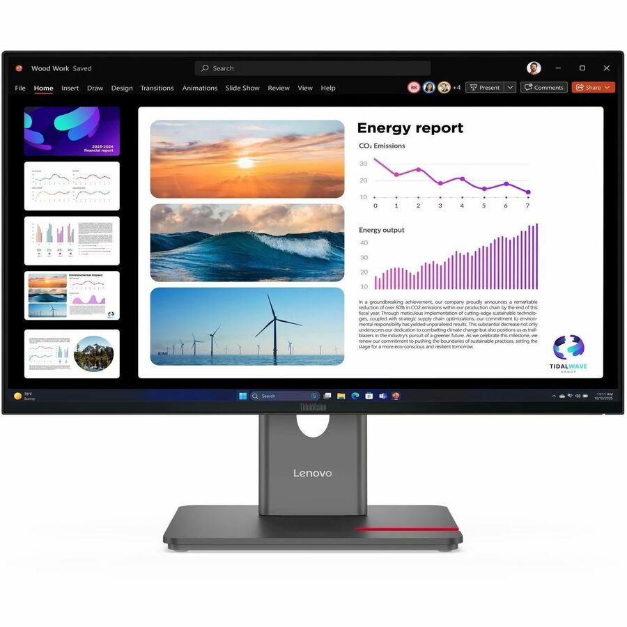 Front Image for Lenovo ThinkVision P24Q-40 24" Class WQHD LED Monitor - 16:9 - Raven Black