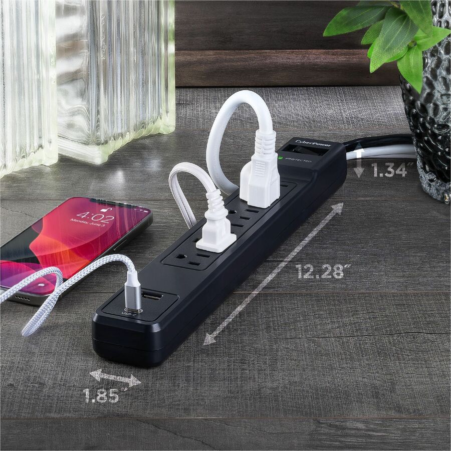 Alternate-Image3 Image for CyberPower CSP604UC Home and Office 6 - Outlet Surge Protector with 1500 J Surge Suppression