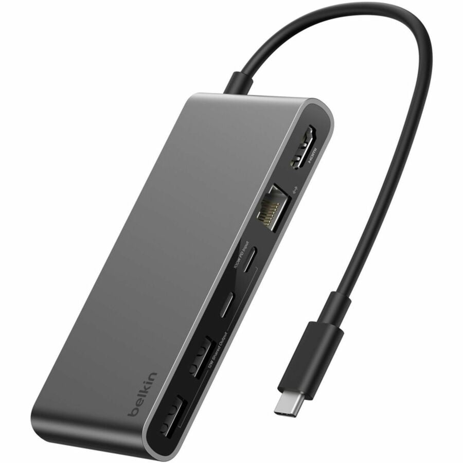 Alternate-Image7 Image for Belkin 8-Port USB-C Hub - 2xUSB-A, 2xUSB-C, 1xHDMI, 1xEthernet, 1xSD Reader, 1xMicroSD Reader - Grey