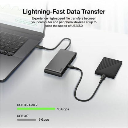 Alternate-Image4 Image for Belkin 8-Port USB-C Hub - 2xUSB-A, 2xUSB-C, 1xHDMI, 1xEthernet, 1xSD Reader, 1xMicroSD Reader - Grey