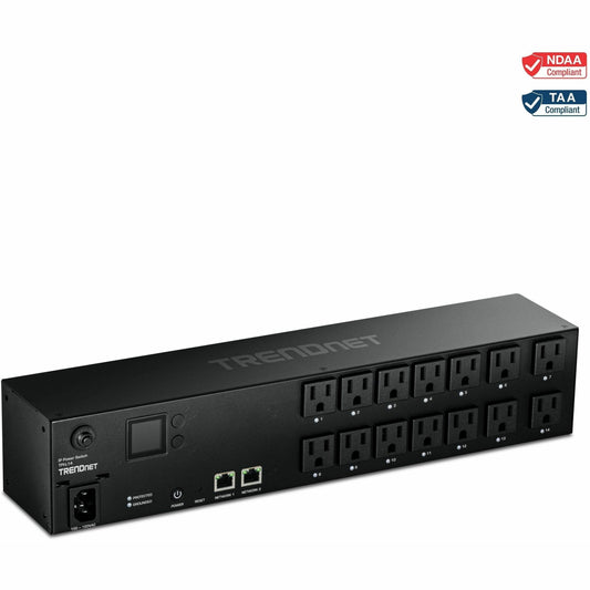 Main Image for TRENDnet 14-Outlet Managed 2U Rackmount Switched Power Distribution Unit, TPI-L14, 14 x NEMA 5-15R Managed Power Outlets, 2 x Gigabit Ports, Remote Cloud Management PDU, NDAA & TAA Compliant