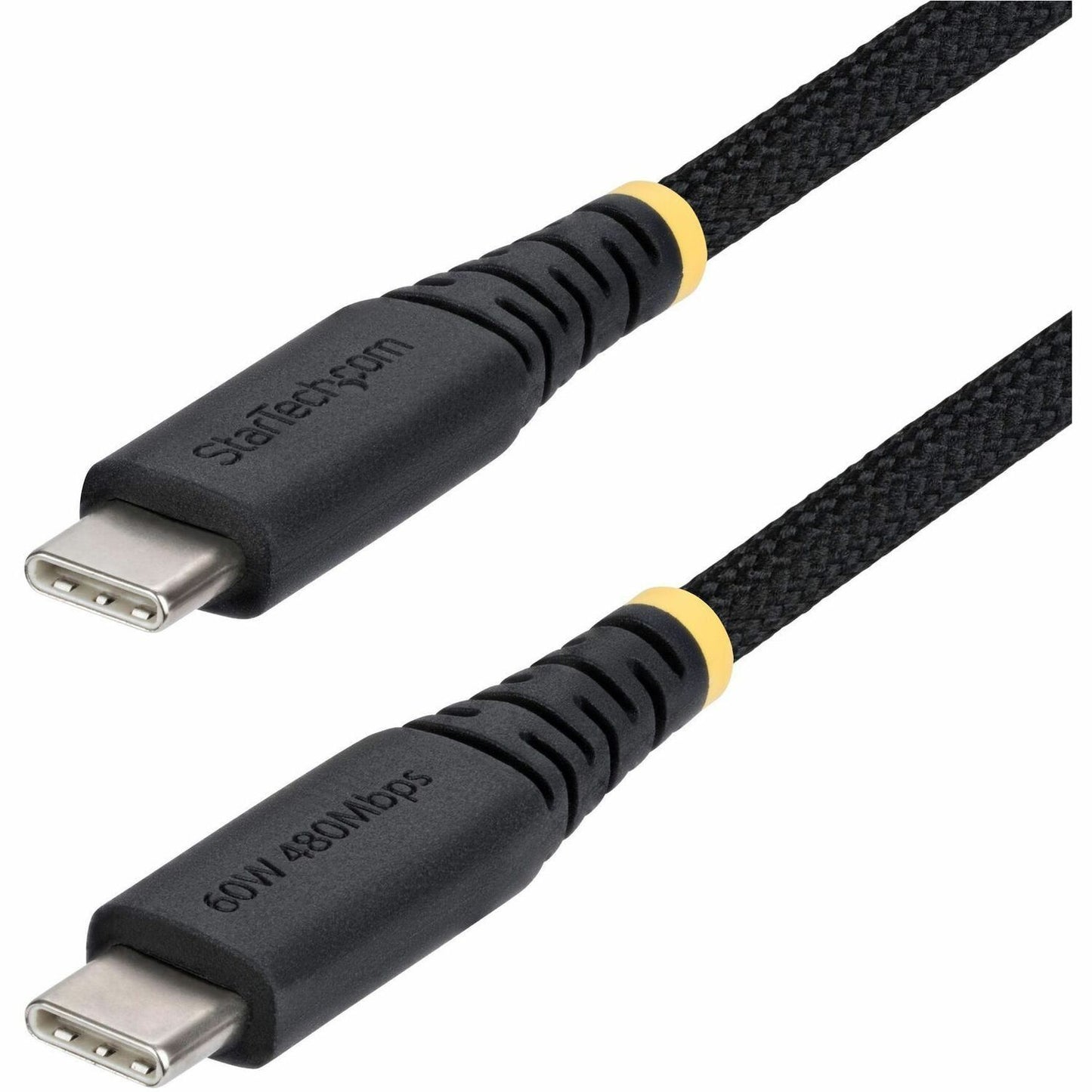 Main Image for StarTech 6in (15cm) USB-C Charging Cable, 60W (3A) PD, Dual-Layer Braided Nylon/TPE Jacket, Rugged USB 2.0 Laptop Charger Cord