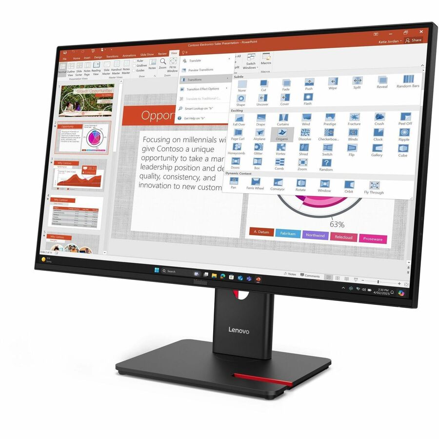 Alternate-Image1 Image for Lenovo ThinkVision T27-40 27" Class Full HD LED Monitor - 16:9 - Eclipse Black