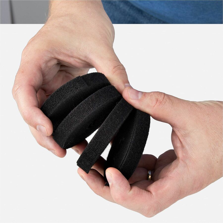 Alternate-Image2 Image for StarTech 4-pack 15ft (4.6m) Hook and Loop Roll, 0.5in Wide, Black, Cut-to-Size Reusable Cable Ties, Fastener Tape, Bulk Roll