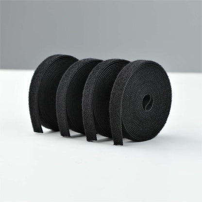 Alternate-Image1 Image for StarTech 4-pack 15ft (4.6m) Hook and Loop Roll, 0.5in Wide, Black, Cut-to-Size Reusable Cable Ties, Fastener Tape, Bulk Roll