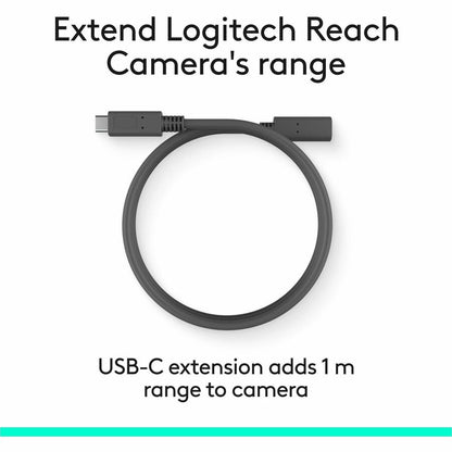 Alternate-Image1 Image for Logitech Reach Camera USB-C Cable Extension Accessory, 1-meter, 3.28 ft, USB Type C (female) to USB Type C (male), 5 Gbps, USB 3.0 - Black