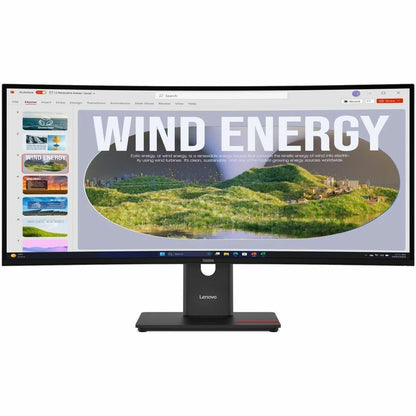 Front Image for Lenovo ThinkVision T34WD-40 34" Class UW-QHD Curved Screen LED Monitor - 21:9 - Eclipse Black