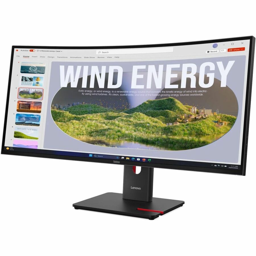 Alternate-Image3 Image for Lenovo ThinkVision T34WD-40 34" Class UW-QHD Curved Screen LED Monitor - 21:9 - Eclipse Black