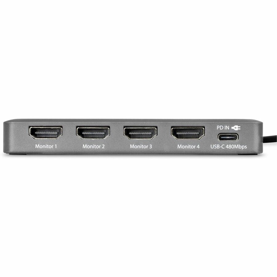 Alternate-Image5 Image for StarTech USB-C to Quad-Monitor Workstation Adapter, 4K 60Hz HDMI, 140W PD Passthrough for Laptop Charging, 1x USB 2.0 Port, TAA