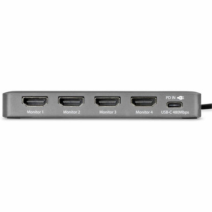 Alternate-Image5 Image for StarTech USB-C to Quad-Monitor Workstation Adapter, 4K 60Hz HDMI, 140W PD Passthrough for Laptop Charging, 1x USB 2.0 Port, TAA