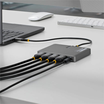 Alternate-Image4 Image for StarTech USB-C to Quad-Monitor Workstation Adapter, 4K 60Hz HDMI, 140W PD Passthrough for Laptop Charging, 1x USB 2.0 Port, TAA